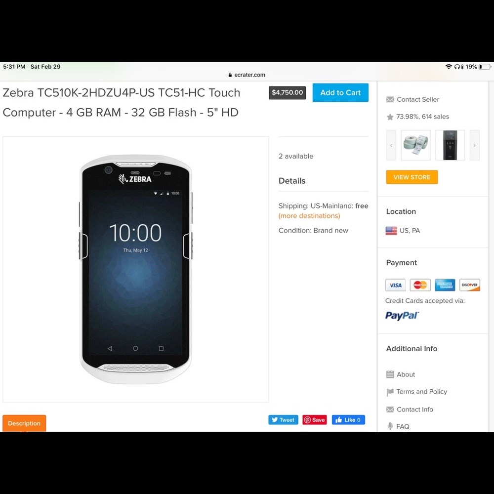 Zebra touch computer phone